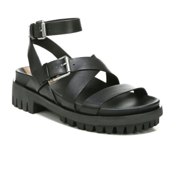 NEW Sam Edelman Eleanora Ankle Strap Gladiator Lug Sole Black Sandal Siz… - Picture 1 of 16